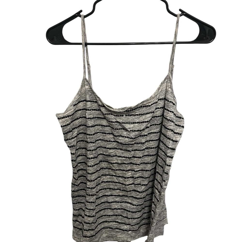LOFT Gray & Black Striped Cami Tank Top Minimal Layering‎ Piece